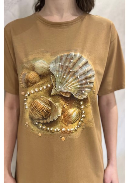 Baskılı Taş Detaylı Kadın Tişört P-00016700 fırsatları