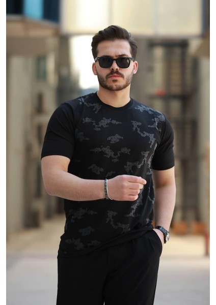 Baskılı Bisiklet Yaka Tişört (Manken BOY:187 Kilo:85 Beden:l)