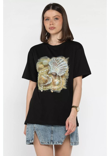 Baskılı Taş Detaylı Kadın Tişört P-00016700 fiyatları