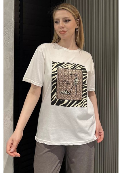 Bisiklet Yaka Taş Detaylı Kadın Tişört P-00016699 fiyatları