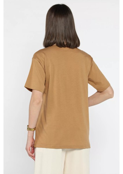 Bisiklet Yaka Baskılı Taşlı Kadın Tişört P-00016694 modelleri