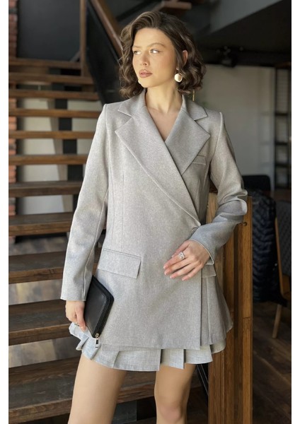 Yan Yırtmaçlı Astarlı Kadın Blazer Ceket P-00015859