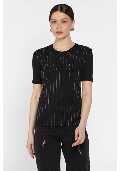 Kadın Bisiklet Yaka Taş Işlemeli Likralı Bluz P-00016687 fiyatları