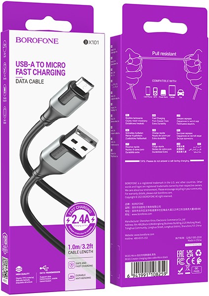 Android ile Uyumlu 2.4A Şarj ve Data Kablo USB To Micro USB - 1 Metre - BX101