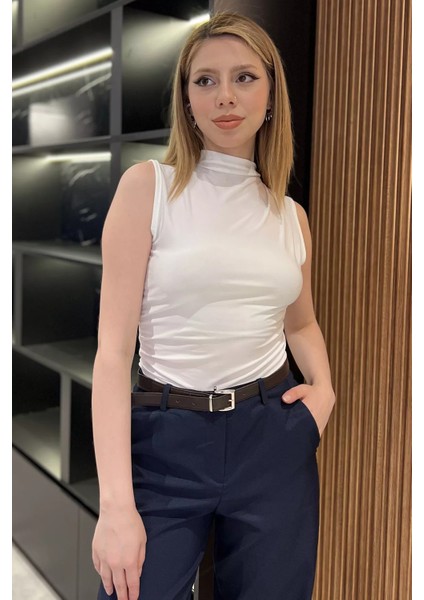 Kadın Büzgü Detaylı Likralı Bluz P-00016698