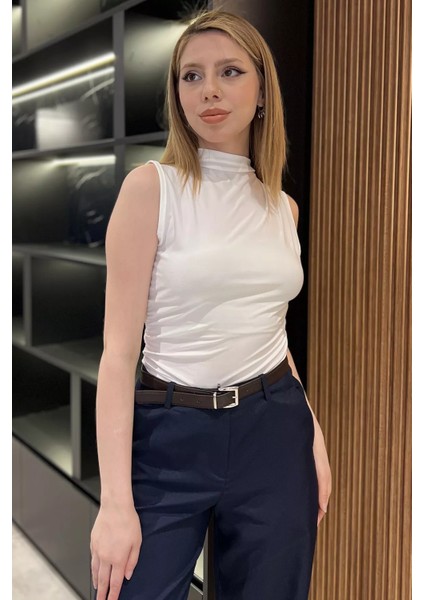Kadın Büzgü Detaylı Likralı Bluz P-00016698