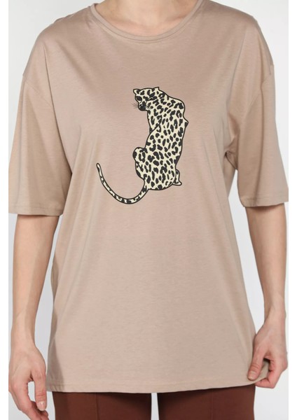 Kadın Bisiklet Yaka Ön Baskılı Tişört P-00016162 fırsatları