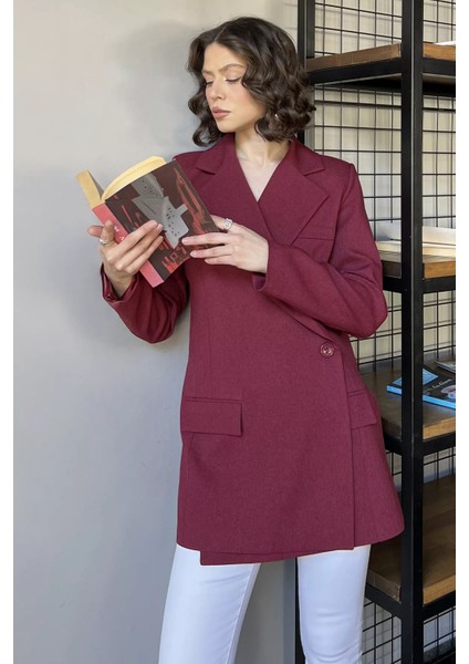 Yan Yırtmaçlı Astarlı Kadın Blazer Ceket P-00015859