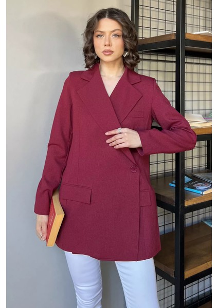 Yan Yırtmaçlı Astarlı Kadın Blazer Ceket P-00015859
