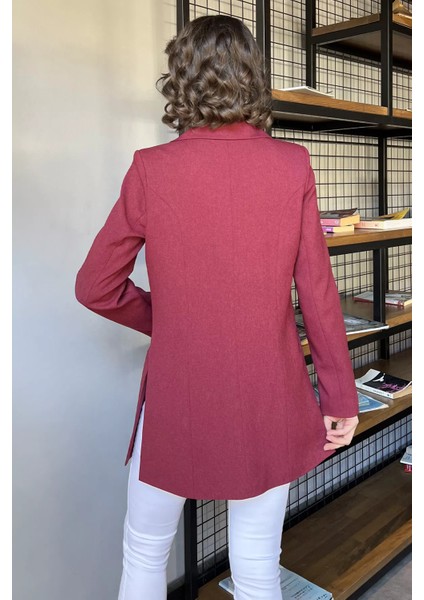 Yan Yırtmaçlı Astarlı Kadın Blazer Ceket P-00015859