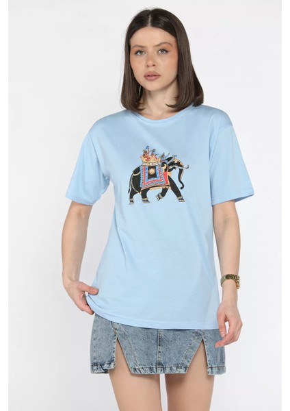 Baskılı Taşlı Kadın Tişört P-00016692 fiyatları