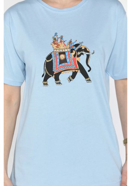 Baskılı Taşlı Kadın Tişört P-00016692 fırsatları