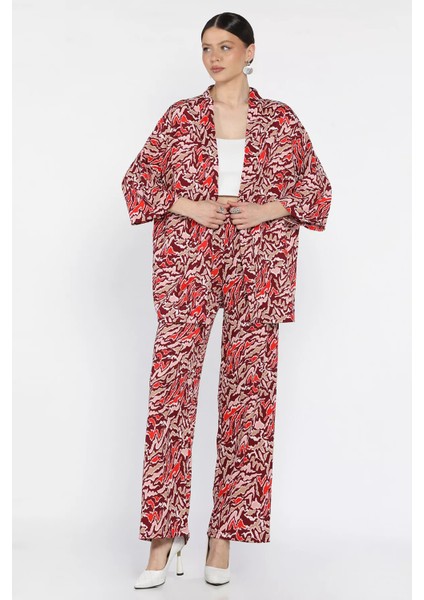 Kadın Desenli Kimono Pantolon Ikili Takım P-00016689