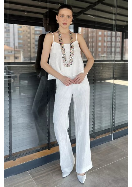 Ip Askılı Keten Bluz Pantolon Ikili Takım P-00016309 fiyatları