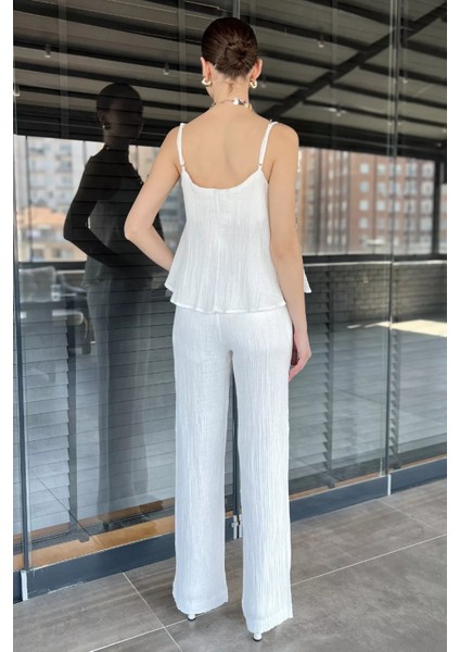 Ip Askılı Keten Bluz Pantolon Ikili Takım P-00016309 modelleri
