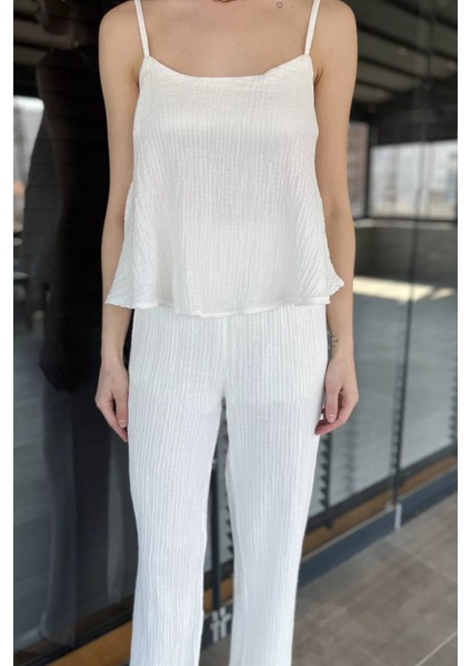Ip Askılı Keten Bluz Pantolon Ikili Takım P-00016309 fırsatları