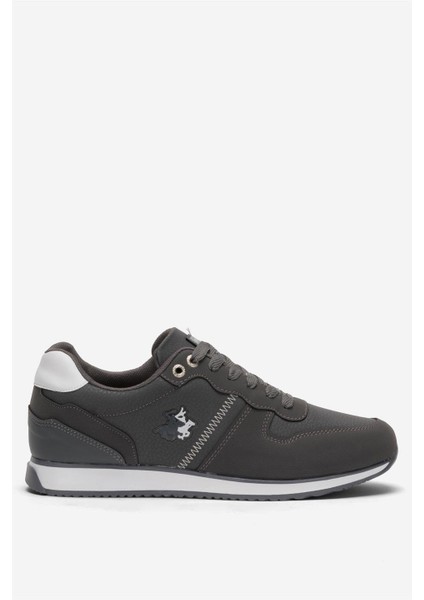 Erkek Günlük Cilt Sneaker Ayakkabı Füme - Beyaz