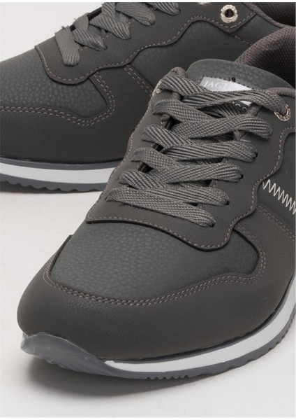 Erkek Günlük Cilt Sneaker Ayakkabı Füme - Beyaz indirimleri