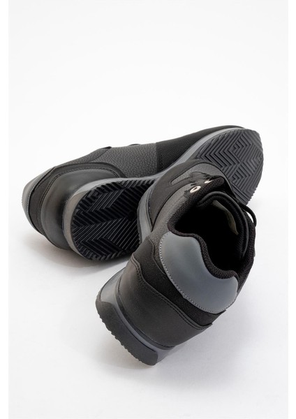Erkek Günlük Cilt Sneaker Ayakkabı Siyah - Füme fırsatları