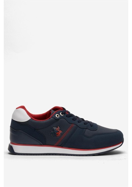 Erkek Günlük Cilt Sneaker Ayakkabı Lacivert - Beyaz