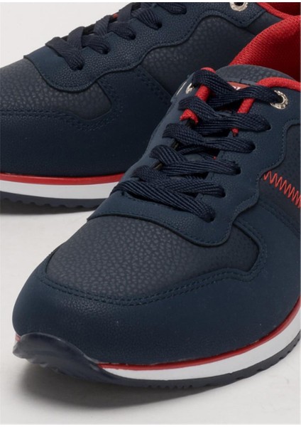 Erkek Günlük Cilt Sneaker Ayakkabı Lacivert - Beyaz indirimleri