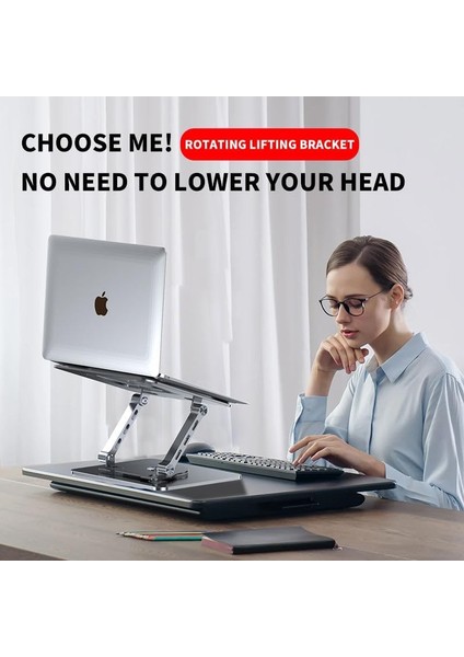 ZR-514 Alüminyum Katlanabilir 360 Derece Dönen Taşınabilir Laptop Standı