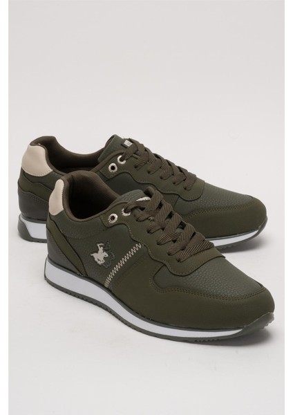 Erkek Günlük Cilt Sneaker Ayakkabı Haki - Bej