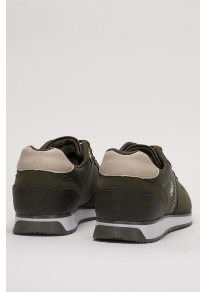 Erkek Günlük Cilt Sneaker Ayakkabı Haki - Bej