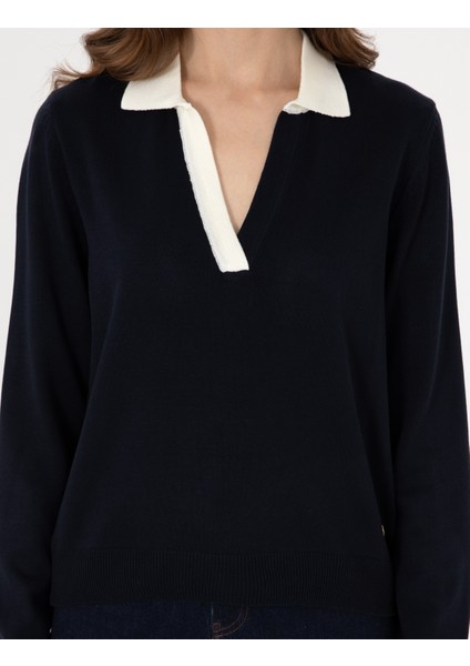 Kadın Lacivert Slim Fit Kazak 50308166-VR033