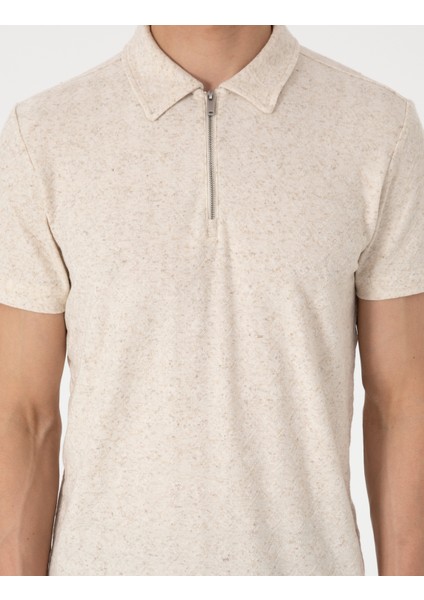 Erkek Bej Slim Fit Tişört 50303869-VR011