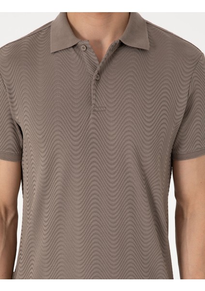 Erkek Koyu Vizon Slim Fit Polo Yaka Tişört 50310233-VR241