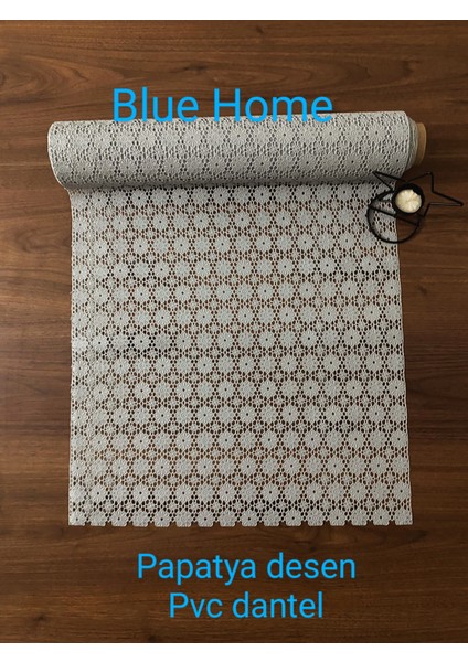 Dantel Pvc Buz Dolabı Ayakkabılık Raf Dolap Çekmece Örtüsü / Eni :50 cm x 5 mt Renk: K.gri Gül4