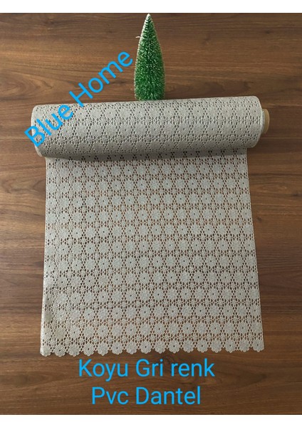Dantel Pvc Buz Dolabı Ayakkabılık Raf Dolap Çekmece Örtüsü / Eni :50 cm x 5 mt Renk: K.gri Gül4