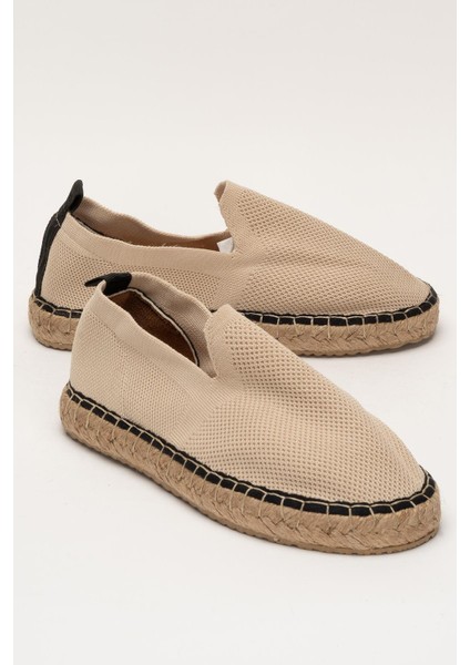 Unisex Bej Triko Espadril