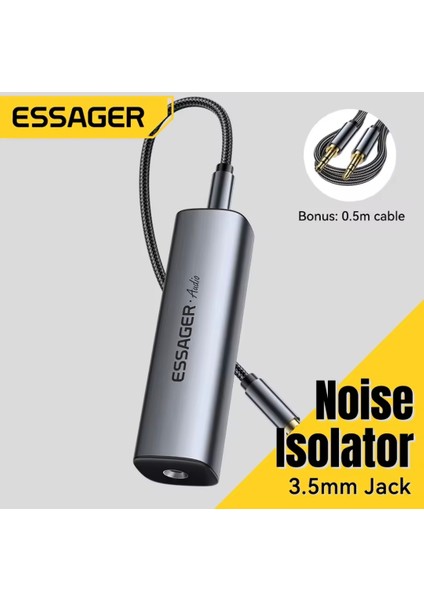 Essager izolatör Ses Gürültü Filtresi Topraklama Döngüsü Gürültü Engelleme Hi-Fi Ses Teknolojisi Ce Lisanslı Orjinal 3.5mm Aux Kablo Hediyeli Ev Stereo Araç Ses Sistemi