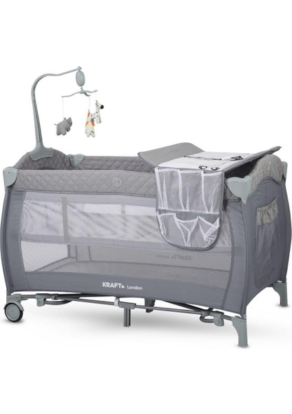 Lyon Açık-Gri Oyun Parkı 70X110 cm Taşıma Kapasiteli Demir Malzeme ile Tekerlekli Kullanım