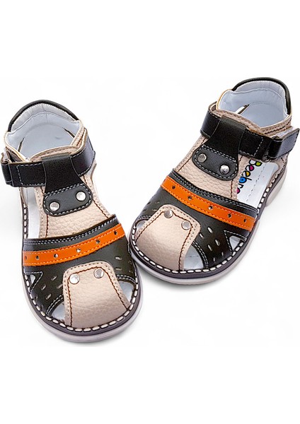 Ortopedik Erkek Bebek ve Çocuk Sandaleti Hummer Serisi HMR2408 Haki Krem 23