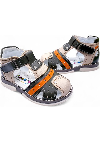 Ortopedik Erkek Bebek ve Çocuk Sandaleti Hummer Serisi HMR2408 Haki Krem 23