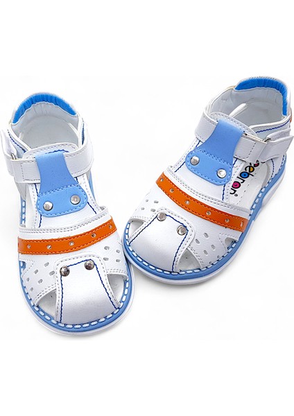 Ortopedik Erkek Bebek ve Çocuk Sandaleti Hummer Serisi HMR2408 Beyaz Mavi 24