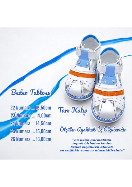 Ortopedik Erkek Bebek ve Çocuk Sandaleti Hummer Serisi HMR2408 Beyaz Mavi 24