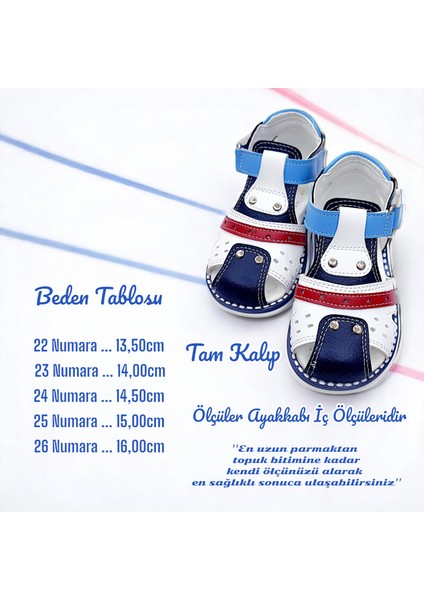 Ortopedik Erkek Bebek ve Çocuk Sandaleti Hummer Serisi HMR2408 Beyaz Lacivert Kırmızı 22