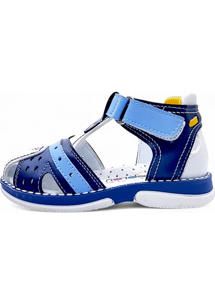 Ortopedik Erkek Bebek ve Çocuk Sandaleti Hummer Serisi HMR2408 Lacivert Beyaz Mavi Sarı 23