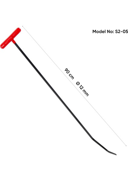 90 cm 12 mm Çap Çift Kıvrımlı Yassı Uç Boyasız Göçük Düzeltme Çubuğu - S2-05, Pdr Çubuk