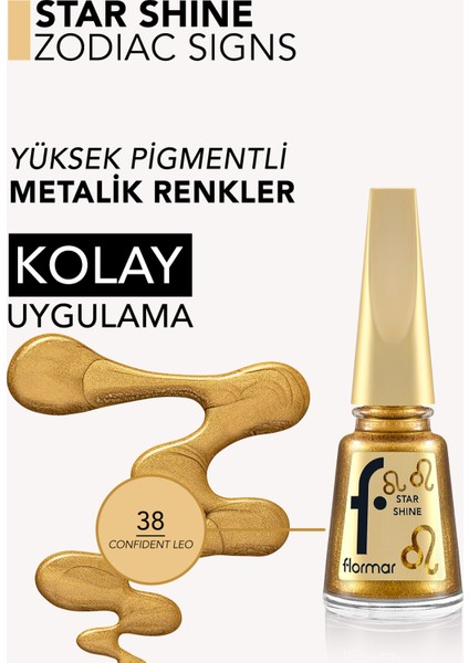 Aslan Burcu - Star Shine Yüksek Pigmentli & Parlak Bitişli Metalik Oje