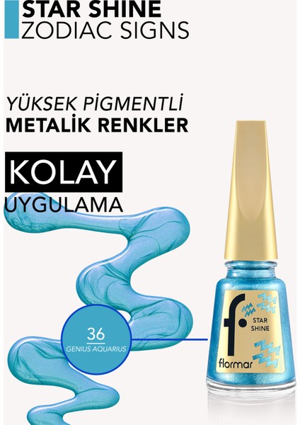 Kova Burcu - Star Shine Yüksek Pigmentli & Parlak Bitişli Metalik Oje