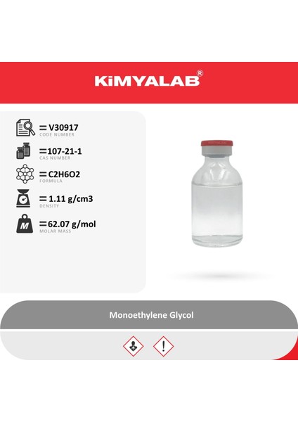 Mono Etilen Glikol 5 Litre - Saflık : %99,8 - (Cas No: 107-21-1) - Extra Pure - Ethylene Glycol