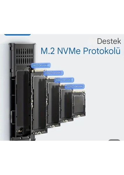 S330N M.2 Nvme Muhafaza Kutusu CE/FC/ROHS Lisanslı 2280/2260/2242/2230/ 10GPS Gen 3x2 Yüksek Hızlı Son Nesil Teknoloji Metal Sağlam Orjinal+Koruyucu Kılıf Hediye