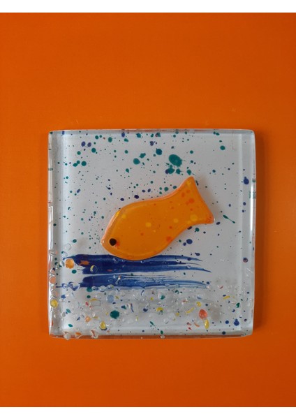 Cam Banyo Gideri Kapatıcısı, 12 cm*12 cm, Dekoratif Süzgeç Kapağı, Cam Süzgeç Kapağı, Gider Kapatıcı/balıklı