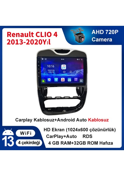 Renault Clıo 4 2013-2020 Yıl Uyumlu 10,2 Inç 4 GB Ram 32 GB Hafıza Multimedya Carplay Navigasyon