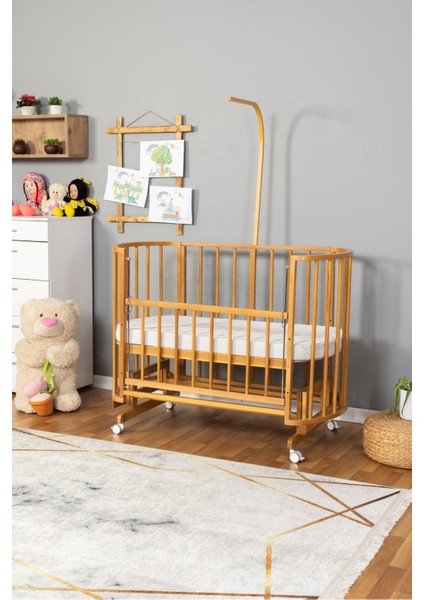 Ahşap Beşik Anne Yanı Yeni Doğan Papatya Doğal Bebek Beşiği Tek Yatak + Tekerlekli fiyatları